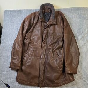 Latini Leatherwear XL Brown Genuine Leather Coat Made in Italy Nordstrom Car Coa